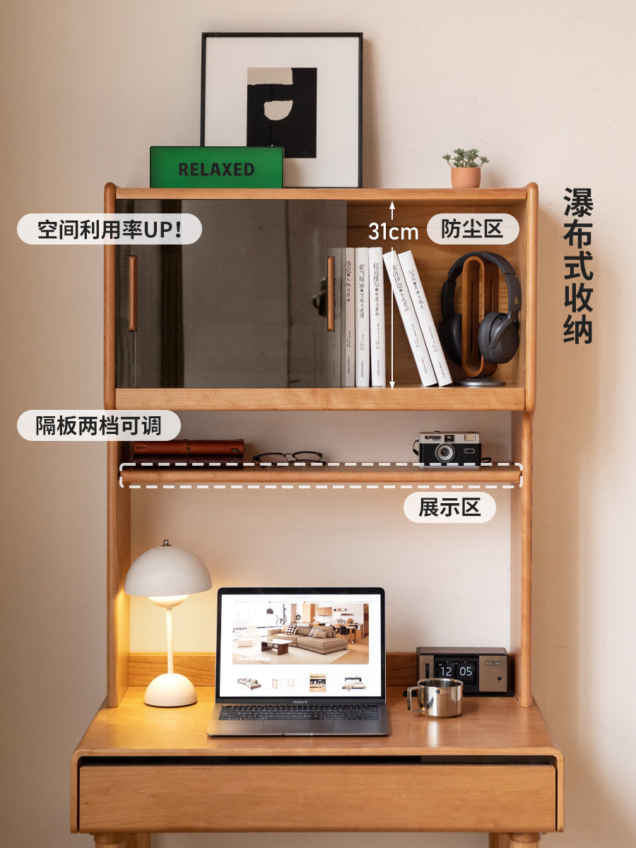 实木书桌小户型书房办公桌樱桃木简约电脑桌带抽桌子